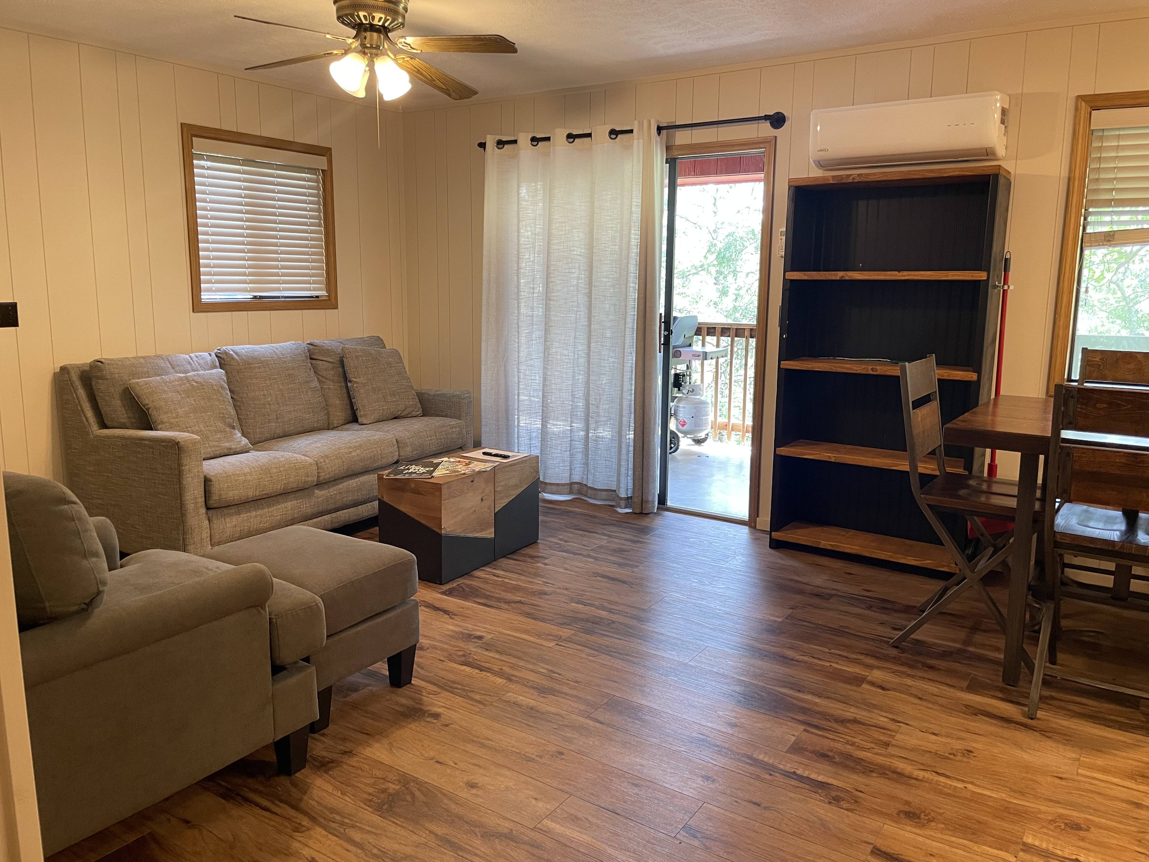 A cozy, modern living room perfect for unwinding after a day of adventure.